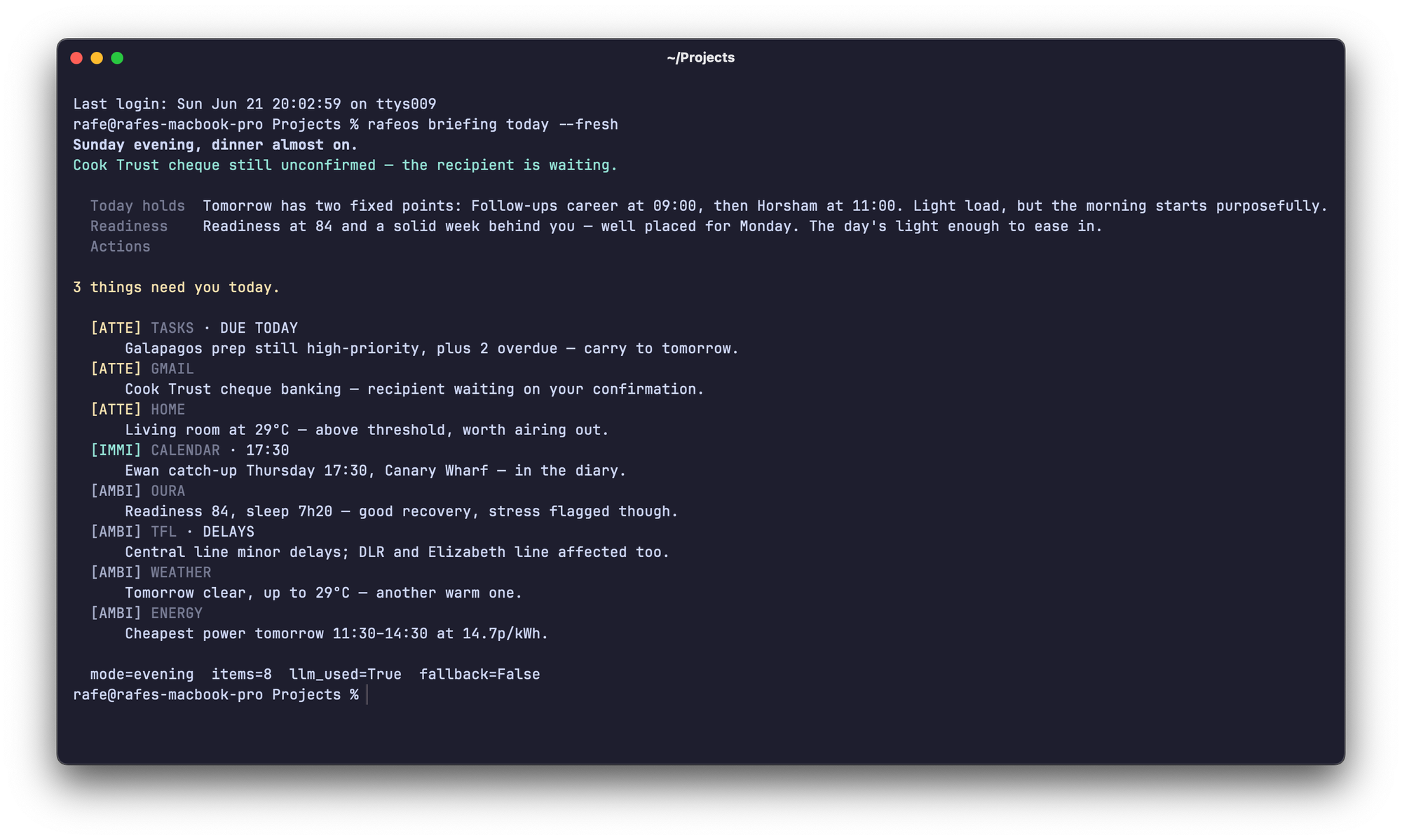 A daily briefing from the command line
