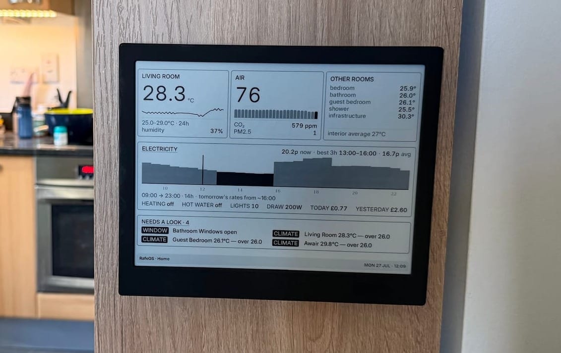 TRMNL X mounted on a bookcase