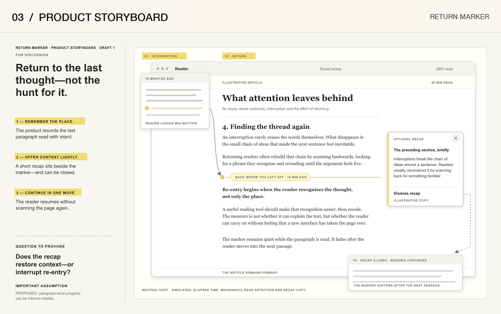 Product storyboard example: Return Marker