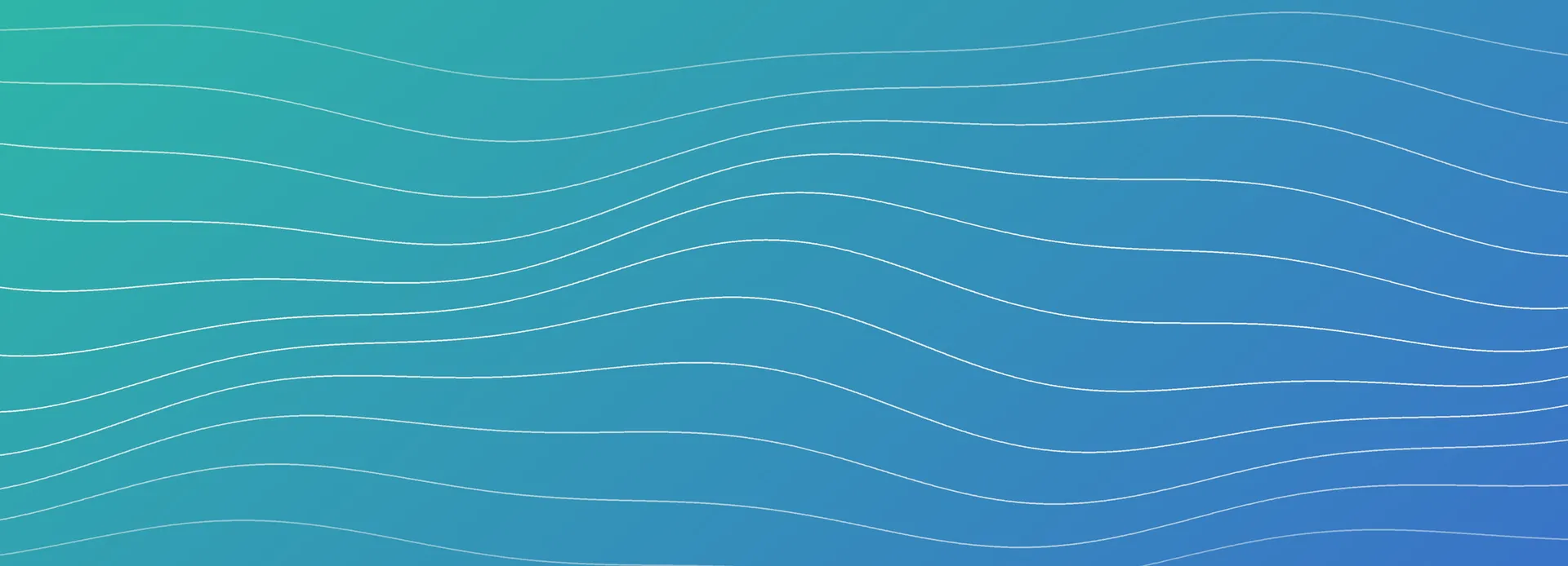 Abstract brand artwork: flowing teal and blue gradient waves.