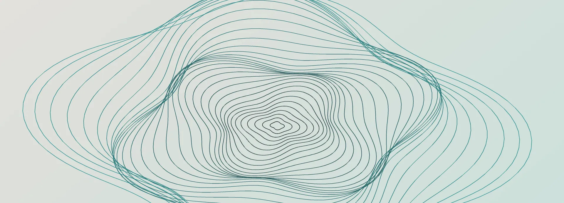 Abstract contour lines in teal on a pale ground — the house cover family